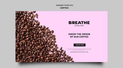 Flat Design Banner Coffee Template – Free Download