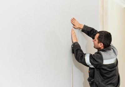 Home Renovation: Worker Gluing Wallpapers â Free Stock Photo for Download