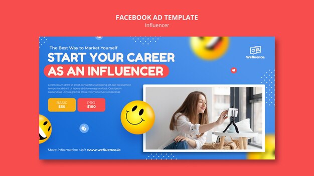 Flat Design Influencer Facebook Ad Template – Download Free Stock Photo