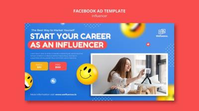 Flat Design Influencer Facebook Ad Template – Download Free Stock Photo