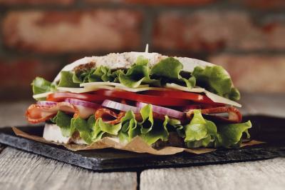 Tasty Vegan Sandwich Over Wooden Table – Free Download