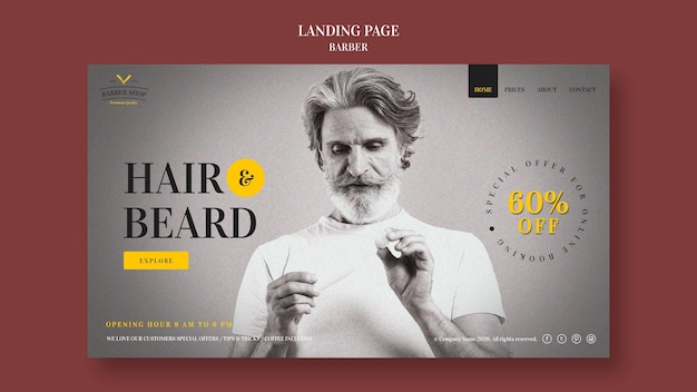 Barber Shop Ad Template for Landing Pages – Free Download