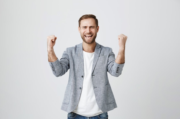 Successful Rejoicing Businessman Fist Pump – Free Download