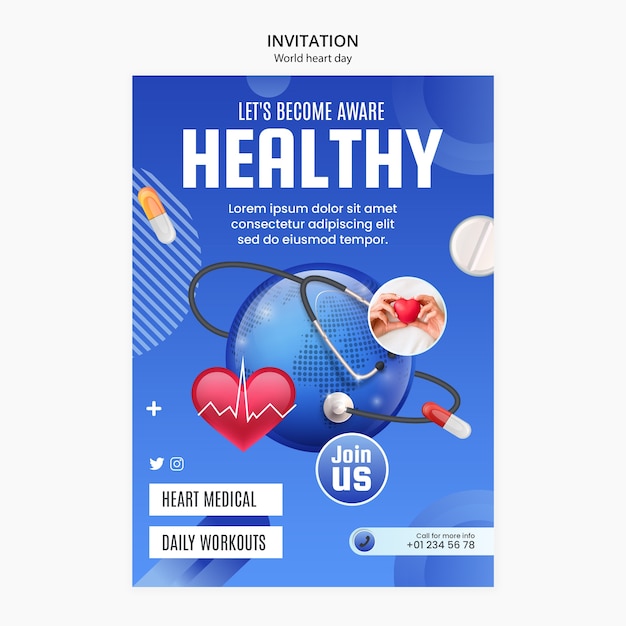 World Heart Day Invitation Template – Download Free Stock Photo