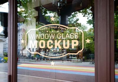 Window Glass Logo Mockup – Free Download of High-Quality Stock Photo