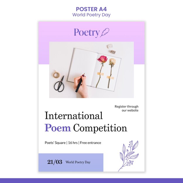 World Poetry Day Concept Poster Template – Free Download