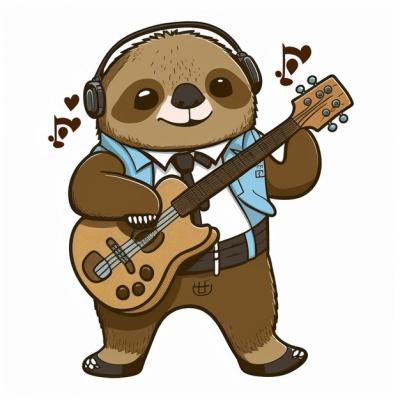 Sloth Playing A Guitar Vector Illustration – Free Download