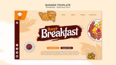 Hand Drawn Tasty Breakfast Banner Template – Free Download