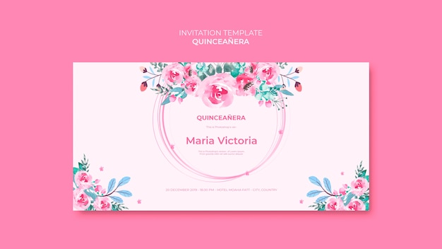 Colorful QuinceaÃ±era Invitation Template – Free Download