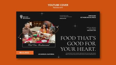 Delicious Food Restaurant YouTube Cover Template – Free Download