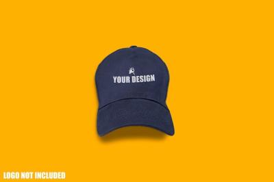 Blue Cap Mockup on Yellow Background – Free Download