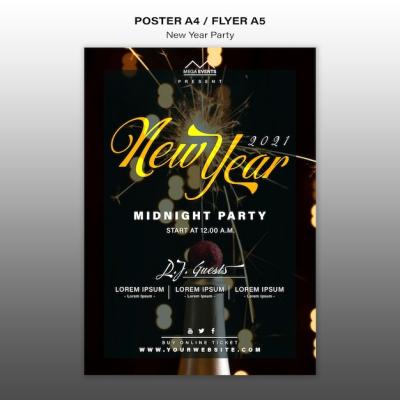 New Year Party Poster Template – Free Download