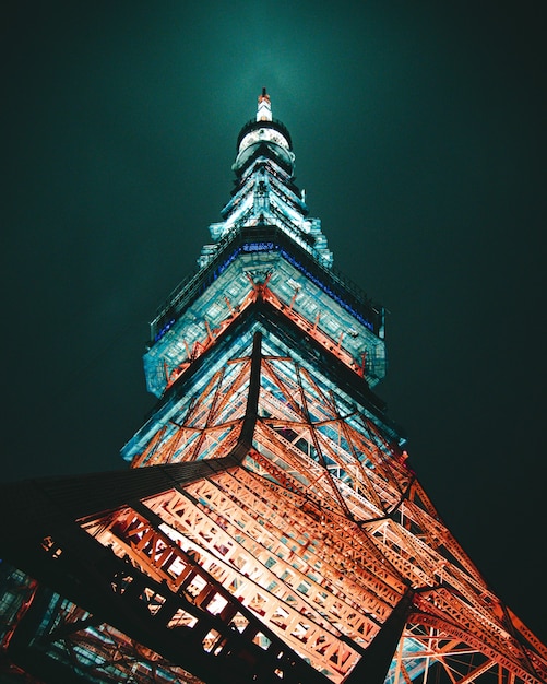 Low Angle Photo of Tokyo Tower at Night – Free Download