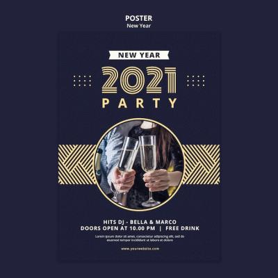 New Year Concept Poster Template – Free Download