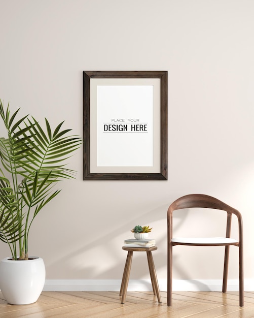 Living Room Mockup featuring Poster Frame – Free Download