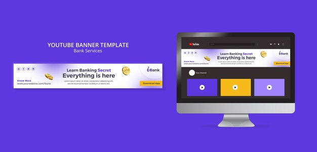 Bank Services Youtube Banner Template – Free Download