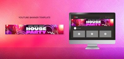 House Party YouTube Banner Template – Free Download