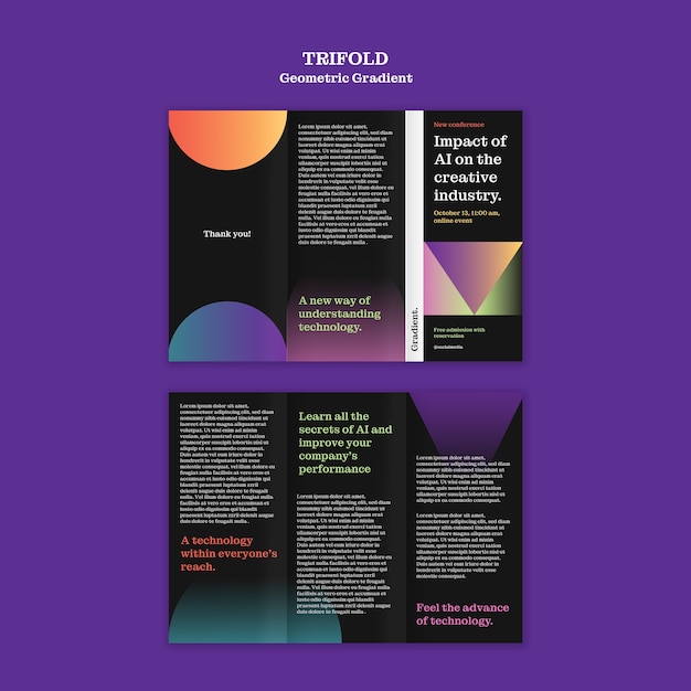 Geometric Gradient Trifold Brochure Template Design – Free to Download