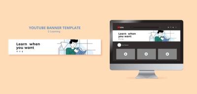 E-learning and Online Classes YouTube Banner Template – Download Free Stock Photo