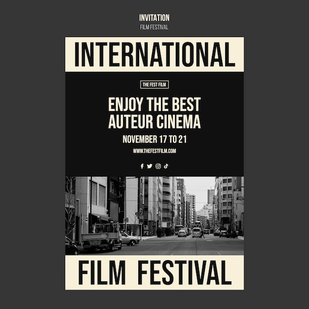 Monochrome Film Festival Invitation Template – Free Download