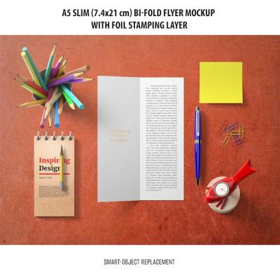 A5 Slim Bi-Fold Flyer Mockup – Free to Download