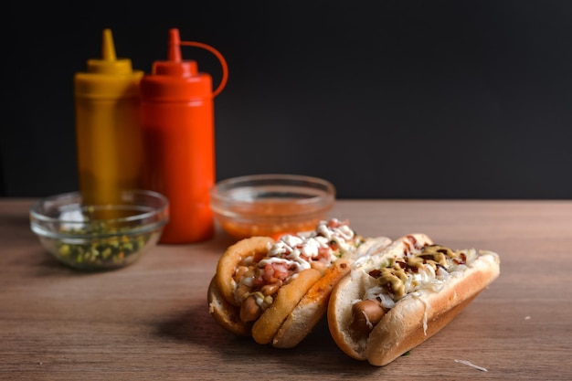 Tempting Closeup of Hot Dogs with Flavorful Sauces – Free Download