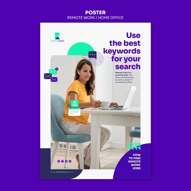 Remote Working Poster Template – Free Download