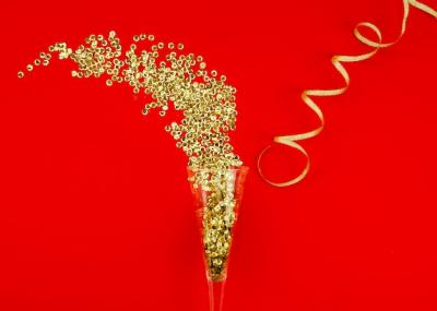 Champagne Glass and Gold Glitter: Free Stock Photo Download