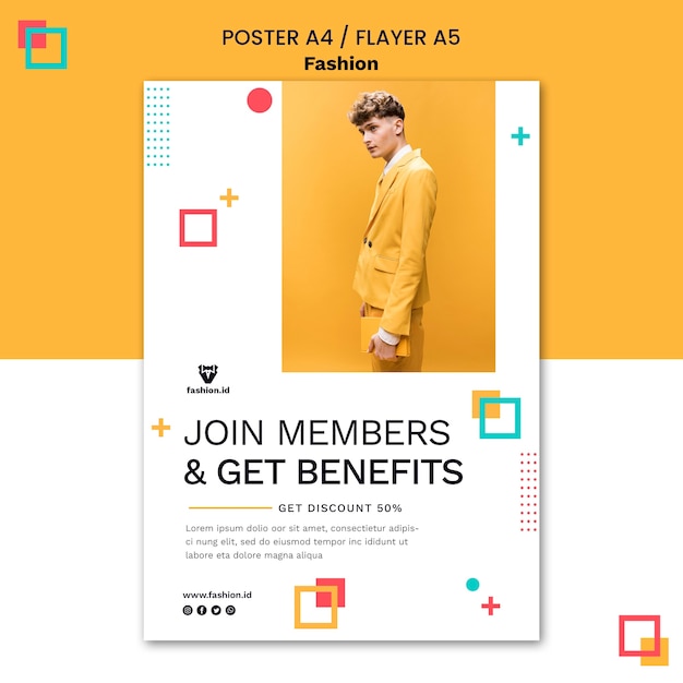 Fashion Poster Template Featuring Male Model – Free Download