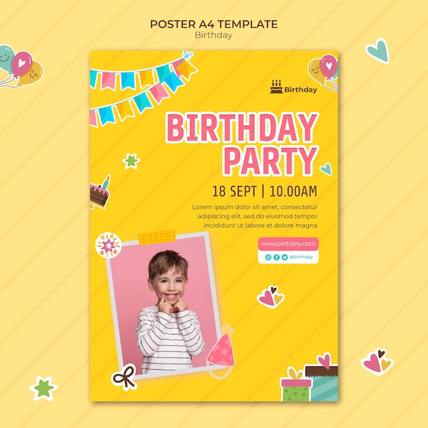 Happy Birthday Poster Template – Free Download