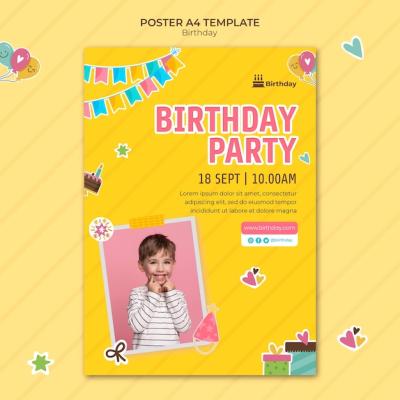 Happy Birthday Poster Template – Free Download