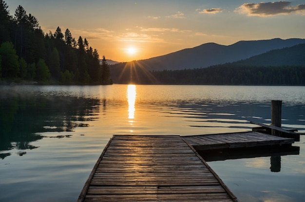 A Serene Sunset Dock Reflected in Calm Waters – Free Stock Photo Download