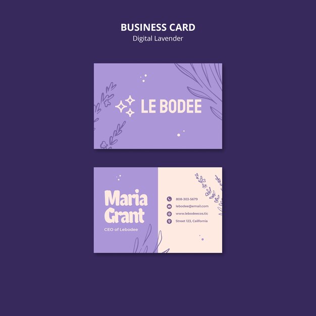 Digital Lavender Business Card Template – Free to Download