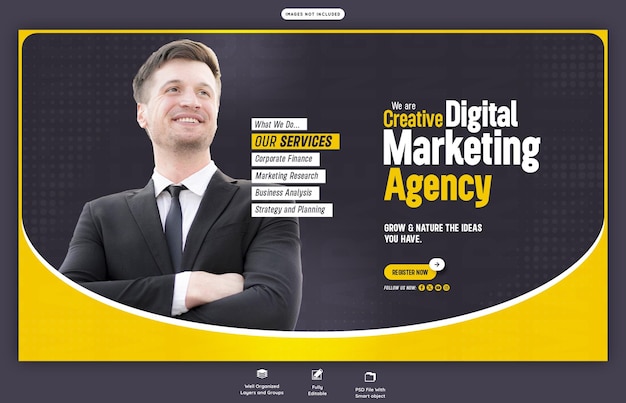 Corporate Web Banner Template for Digital Marketing Agency – Free Download