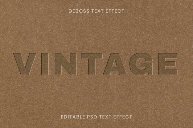 Debossed Text Effect PSD Editable Template on Kraft Paper Texture Background – Free Download