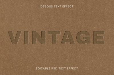 Debossed Text Effect PSD Editable Template on Kraft Paper Texture Background – Free Download