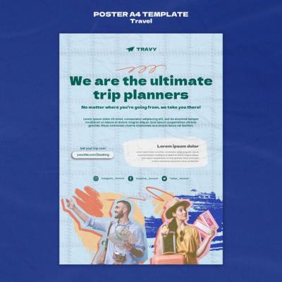 Flat Design Poster Travel Template – Free Download