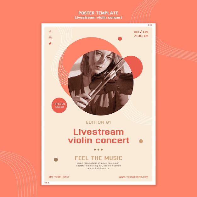 Livestream Violin Concert Poster Design – Free Download