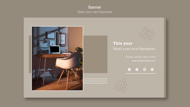 Horizontal Banner Template for Starting Your Own Business – Free Download