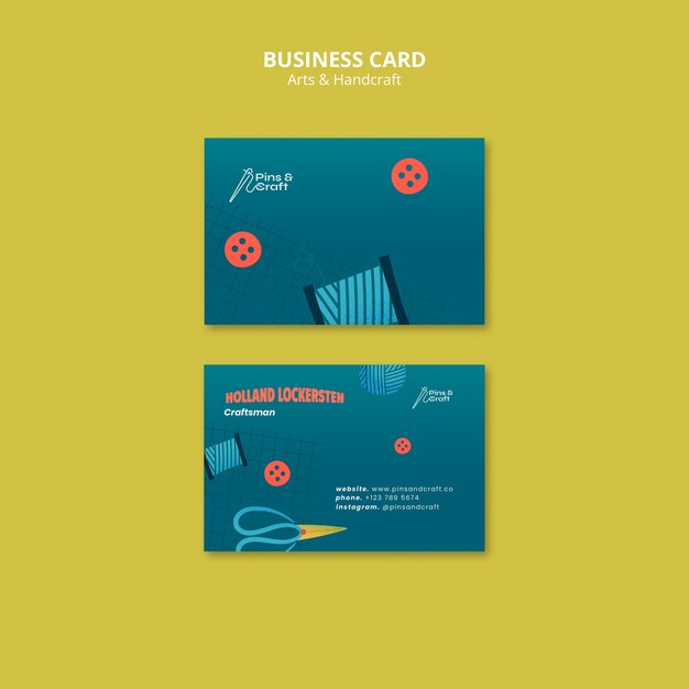 Flat Design Arts and Handcraft Business Card Template – Free to Download