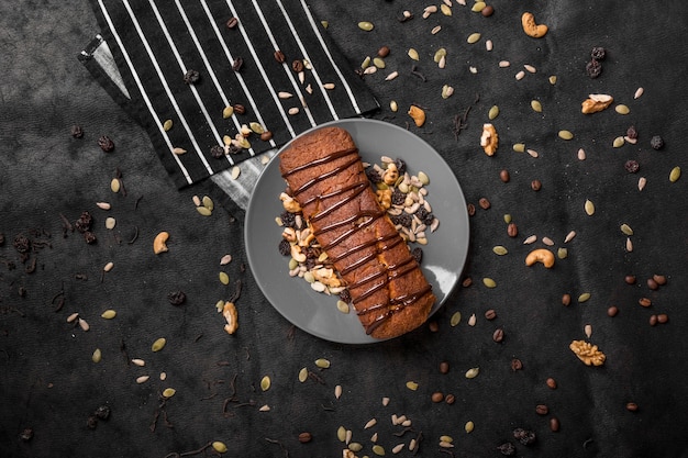 Delicious Flat Lay of Cake with Nuts – Free Stock Photo for Download