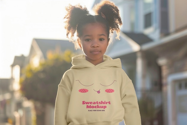 Child in Sweatshirt Mock-Up – Free to Download