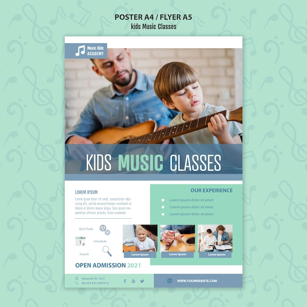 Kids Music Classes Concept Poster Template – Download Free Stock Photo