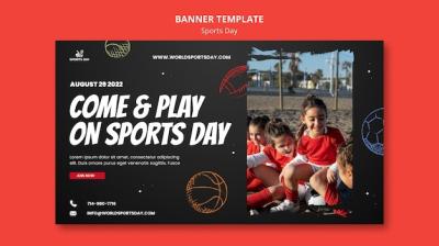 Hand Drawn Sports Balls Horizontal Banner Template – Free Download