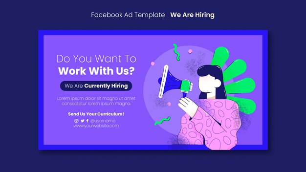 We Are Hiring Template in Flat Design – Free Download