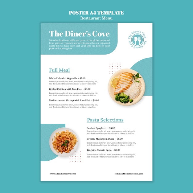 Flat Design Restaurant Menu Template – Free Download