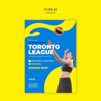 Volleyball Game Template in Flat Design – Free to Download