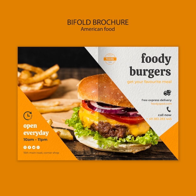 American Fast Food and Fries Combo Bifold Brochure – Free Download