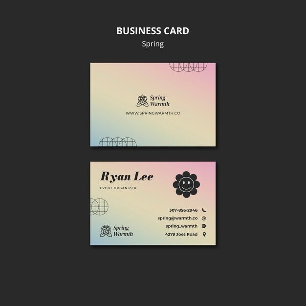 Gradient Spring Business Card Template – Free Download, Free Stock Photo