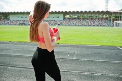 Fitness Sporty Girl at Outdoor Stadium with Sport Bottle | Free Stock Photos for Download